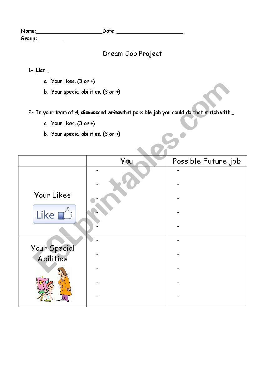 Dream Job worksheet