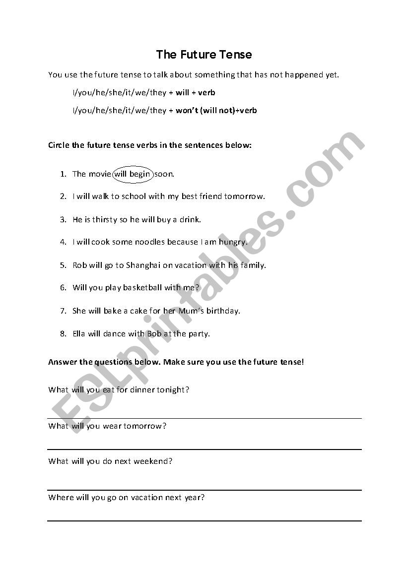 The Future Tense worksheet