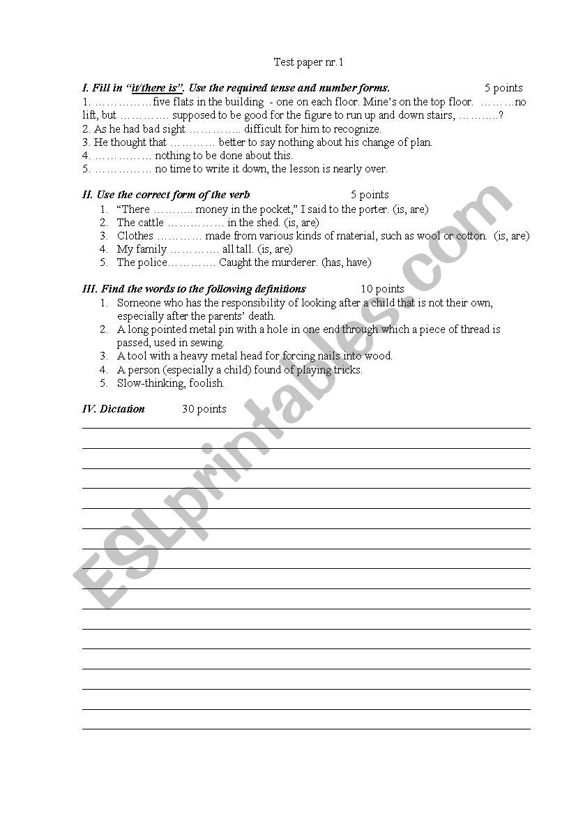    SHORT TEST REVIEW worksheet