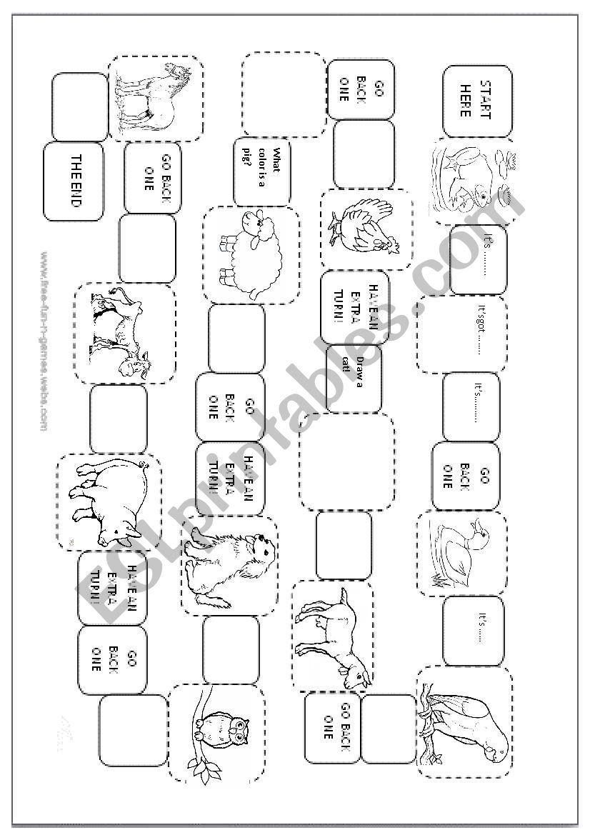 describing farm animals board game