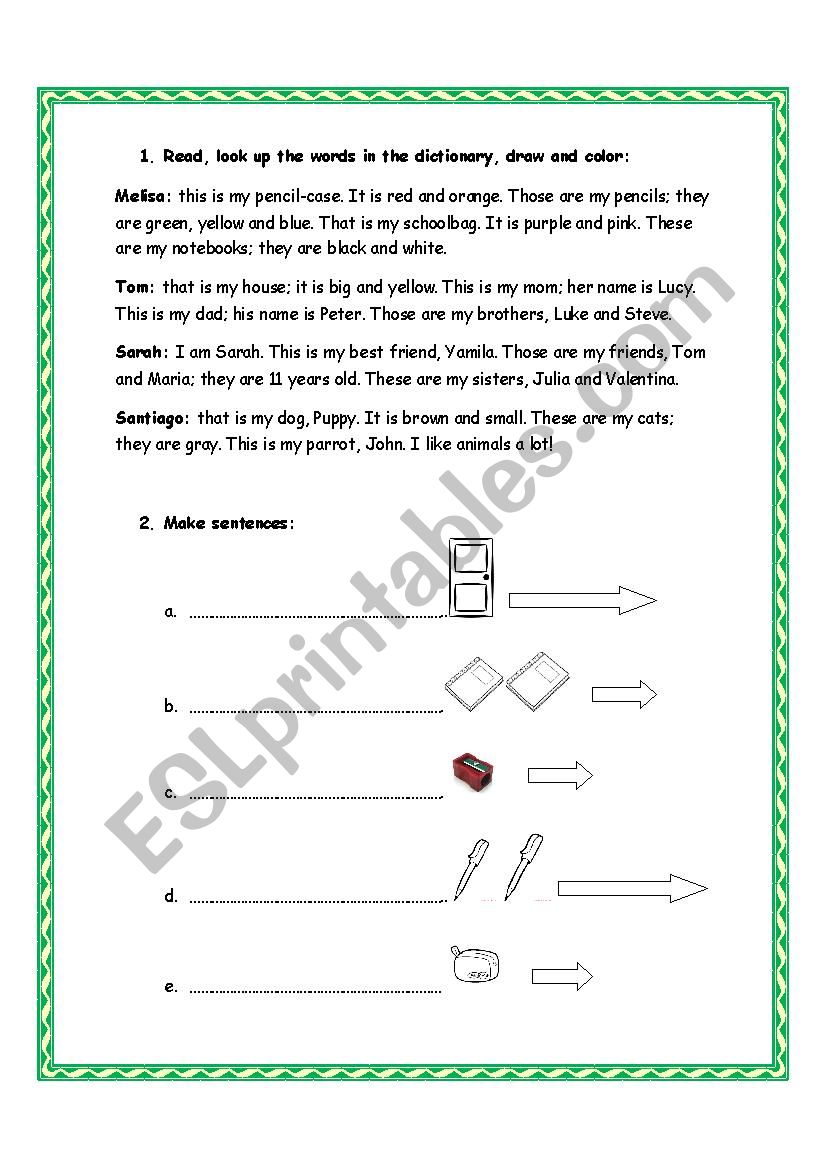 Demonstrative Pronouns worksheet