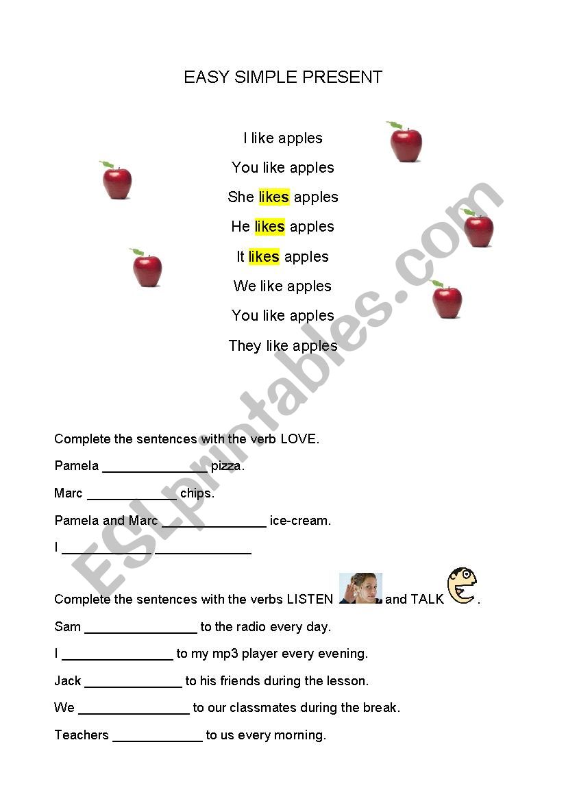 Easy simple present worksheet