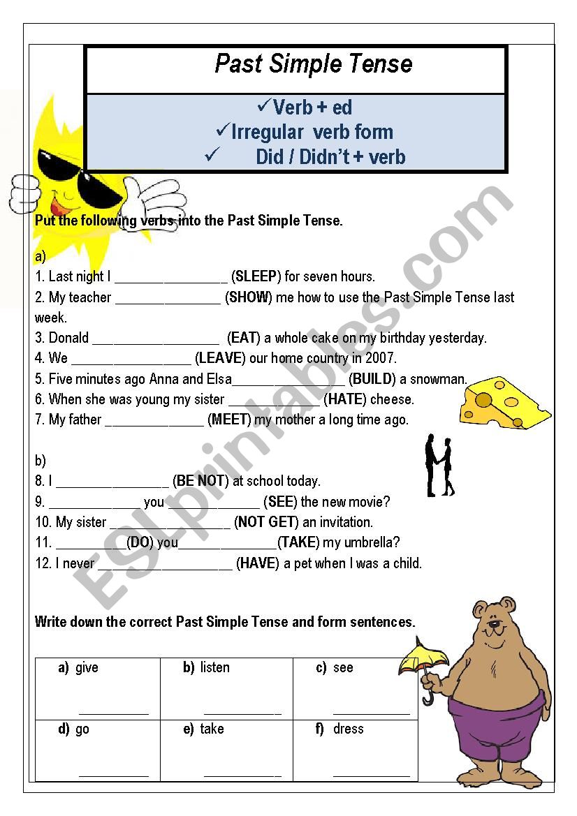 Past Simple Tense worksheet worksheet