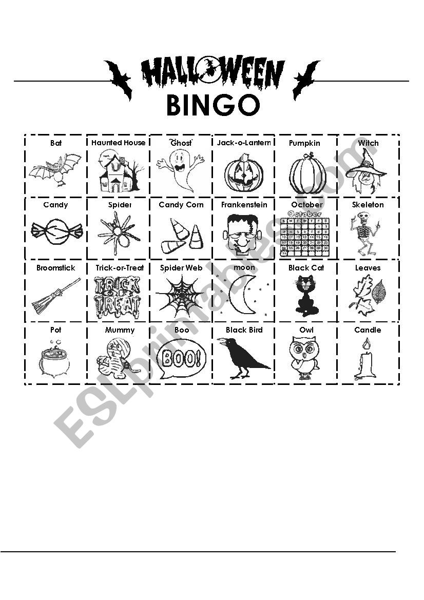 Halloween Bingo worksheet