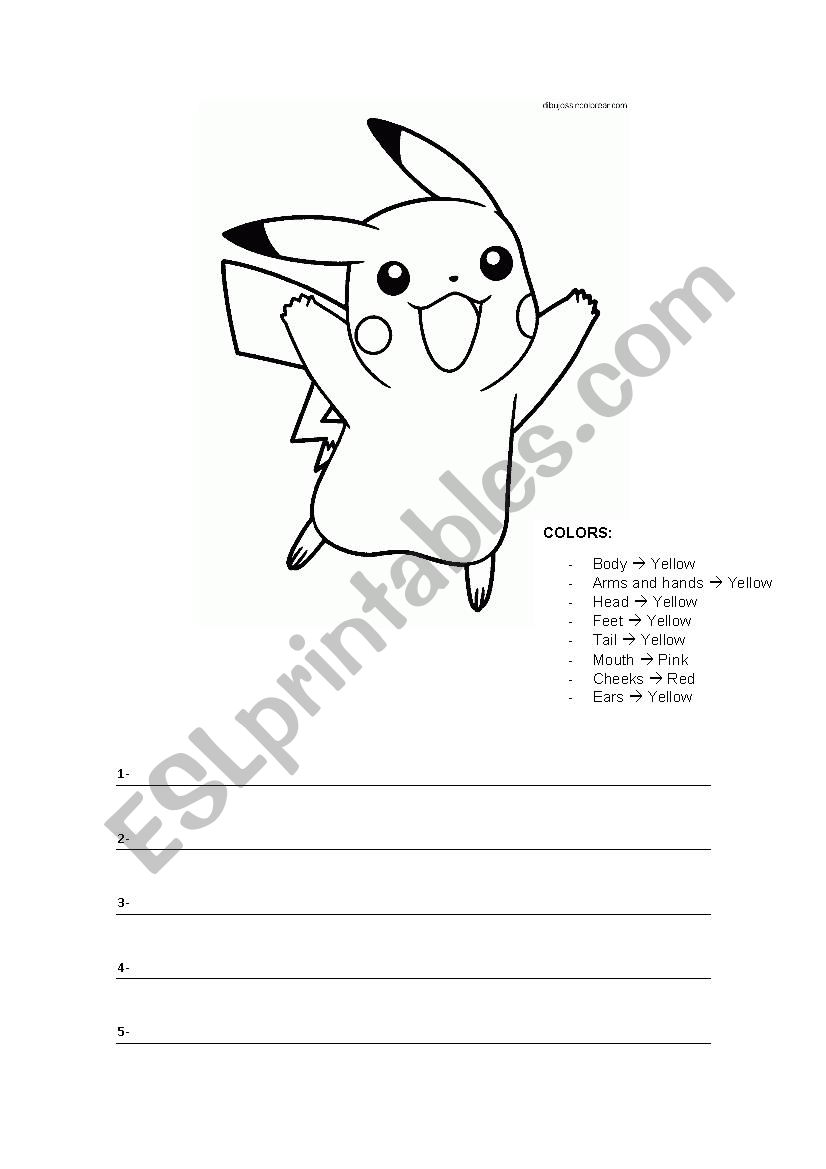 Describe a Pokemon worksheet