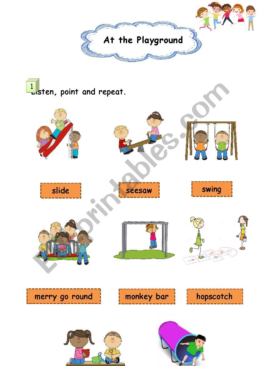 At the playground worksheet