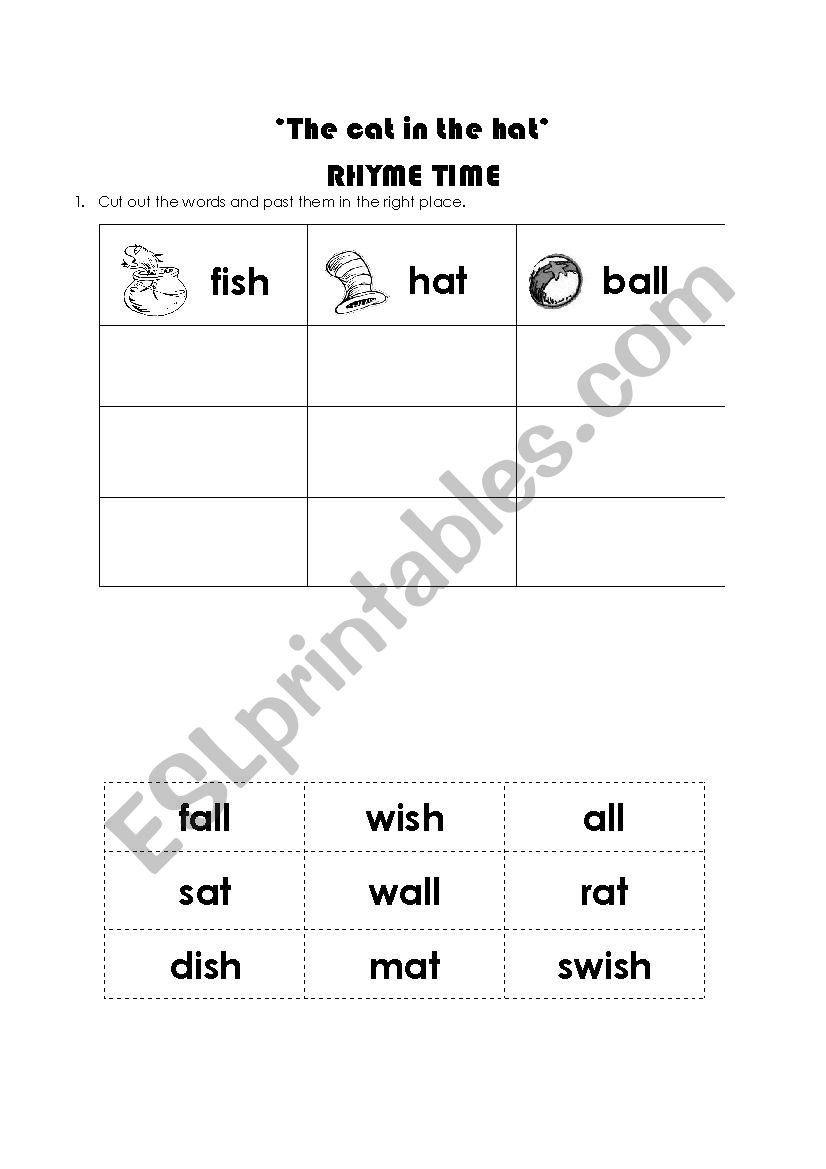 The cat in the hat  worksheet