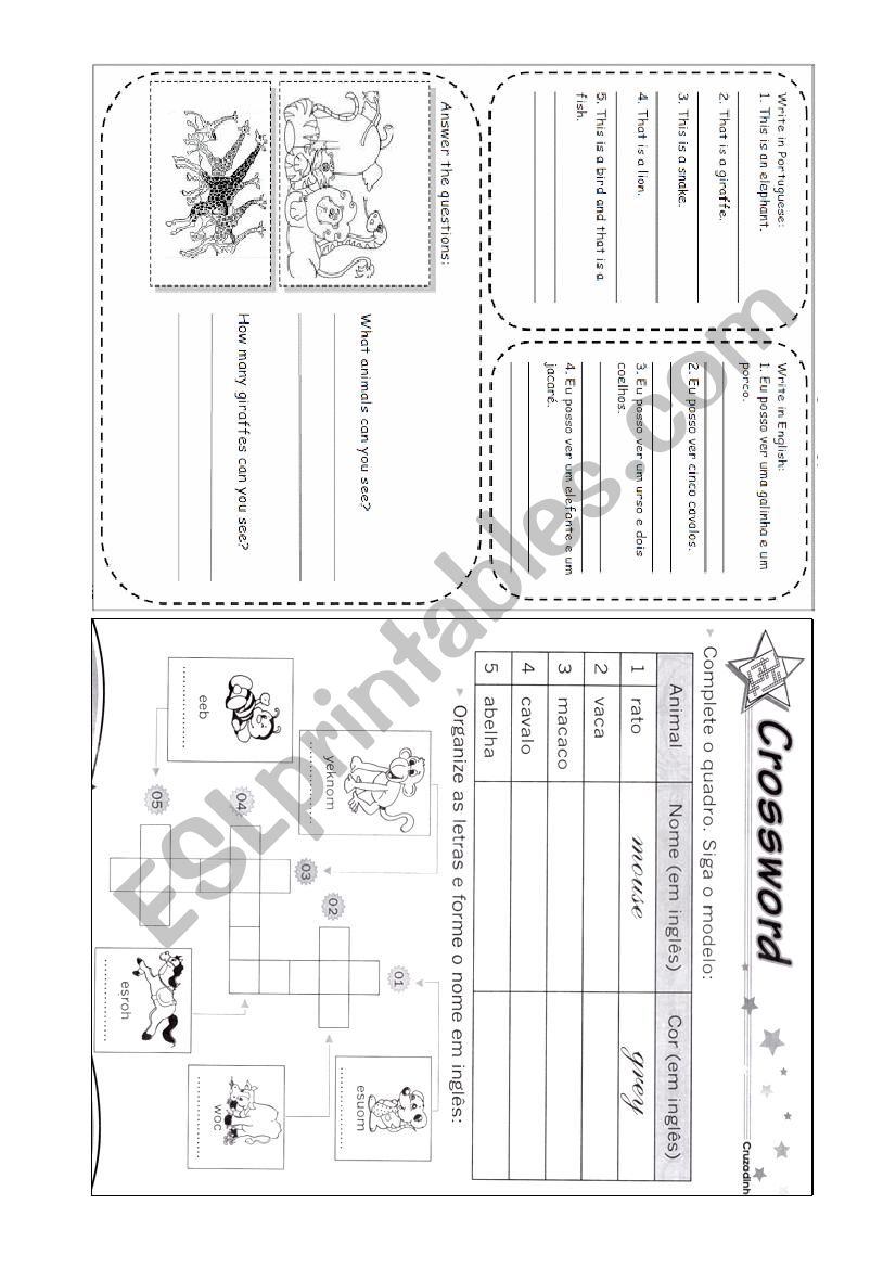 Animals worksheet