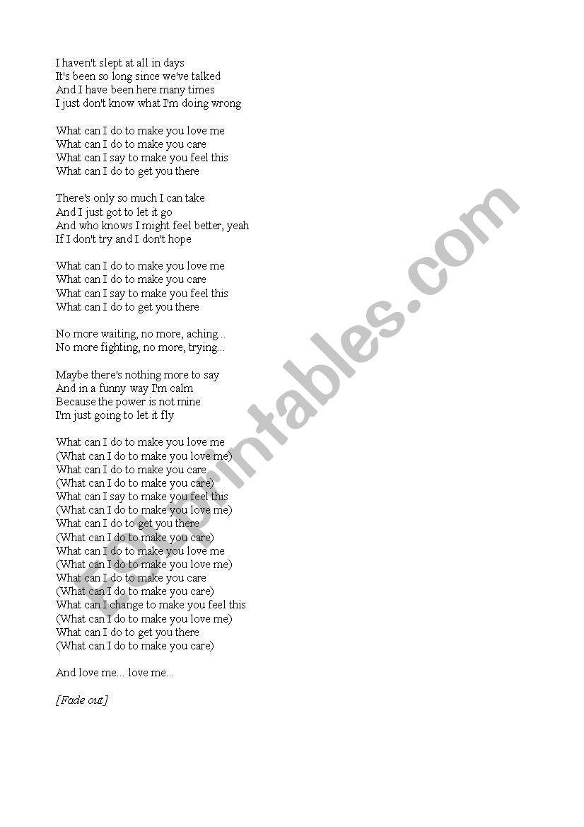 What Can I Do? The Corrs worksheet