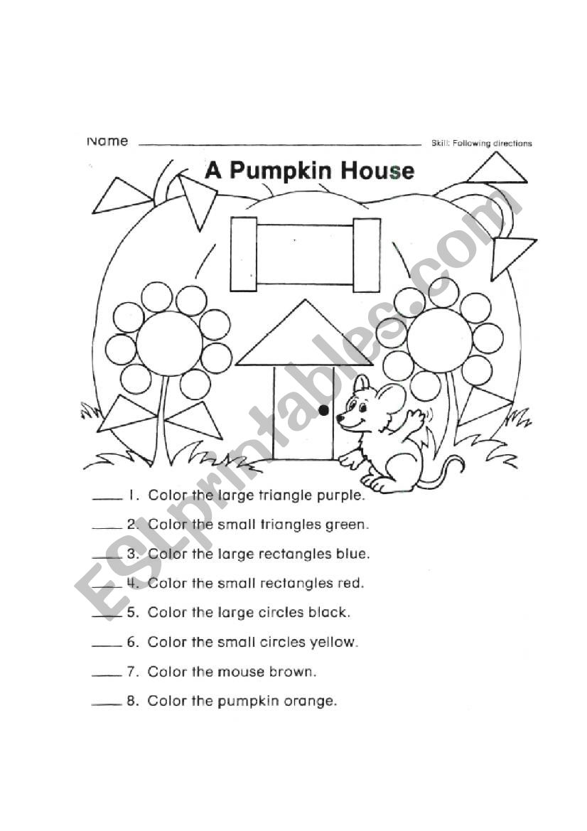 A pumpkin house worksheet