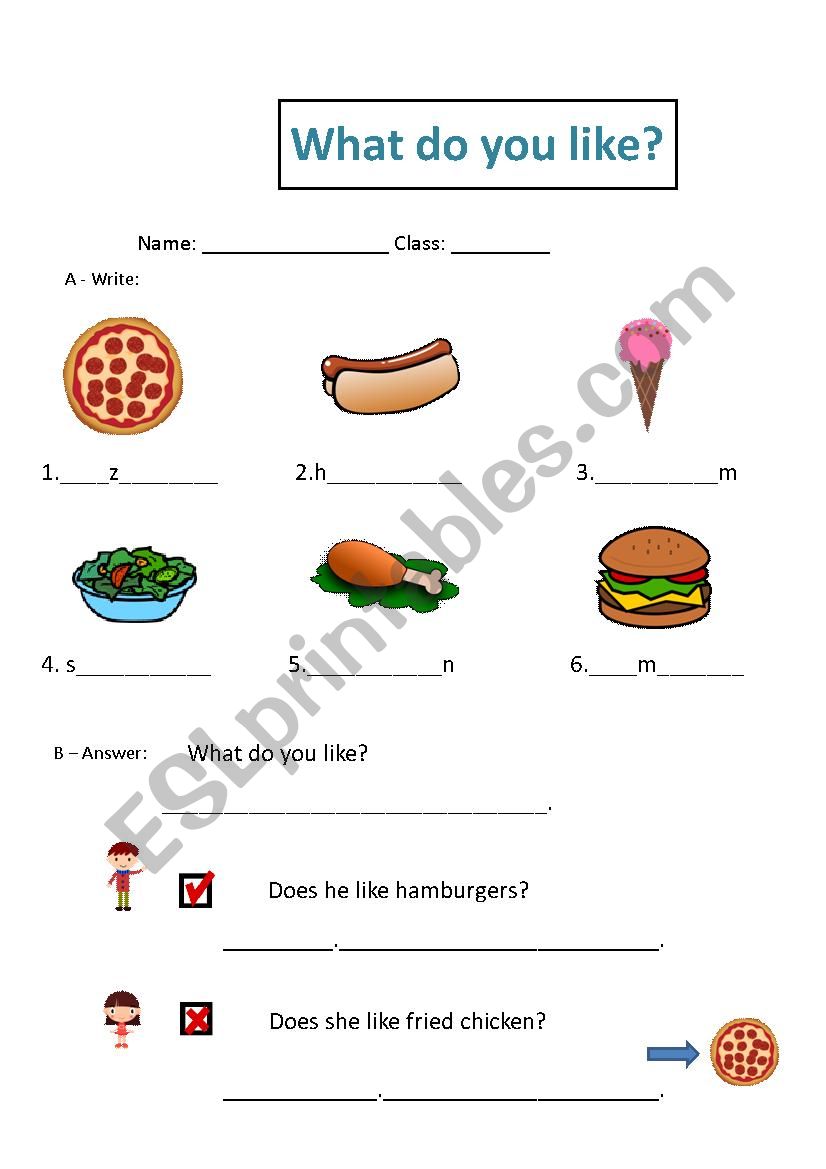 What do you like? worksheet