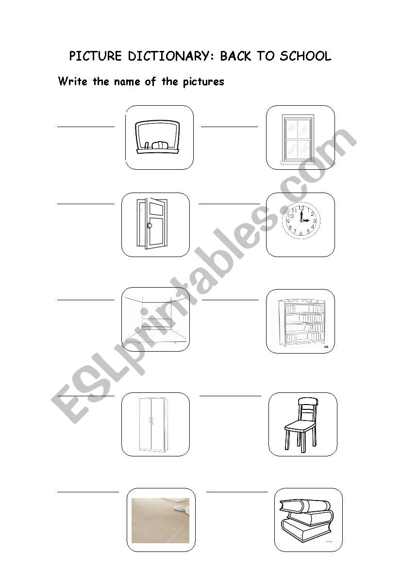 CLASSROOM OBJECTS worksheet