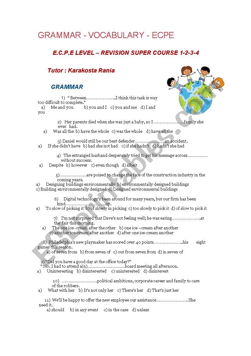 GRAMMAR - VOCABULARY - ECPE worksheet