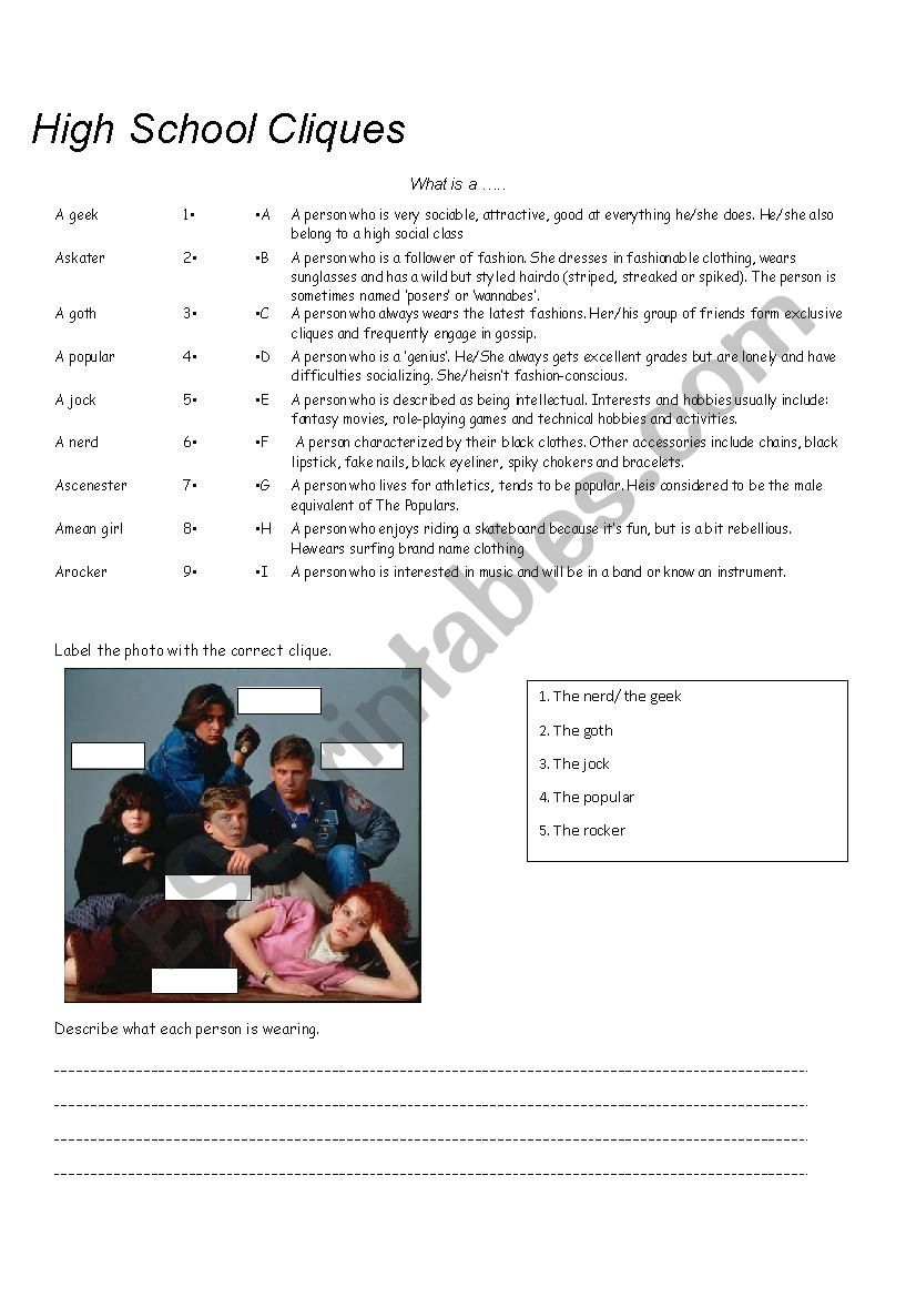 Cliques worksheet