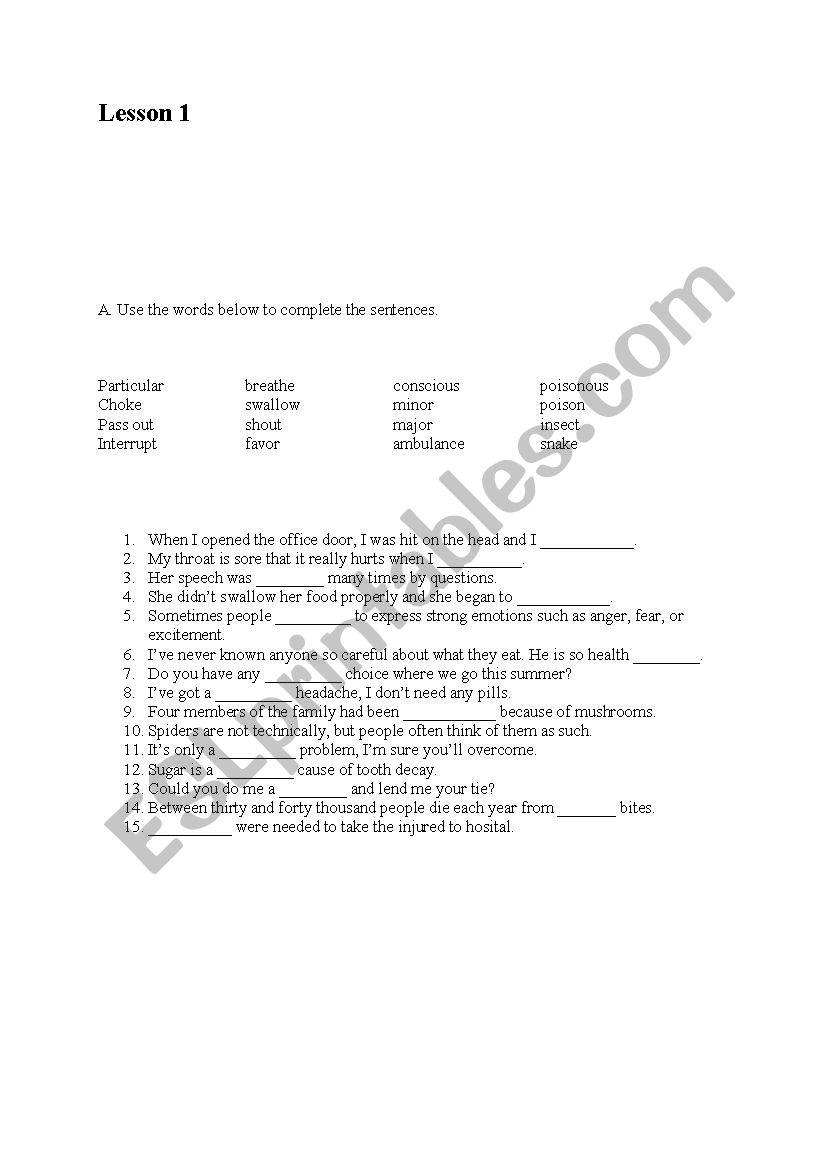 Mixed Worksheet Vocabulary worksheet