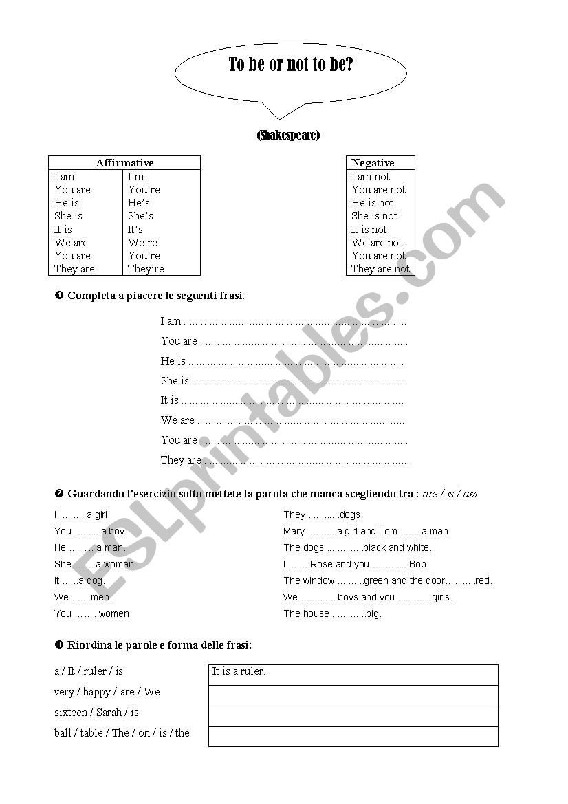 To be or not to be? worksheet