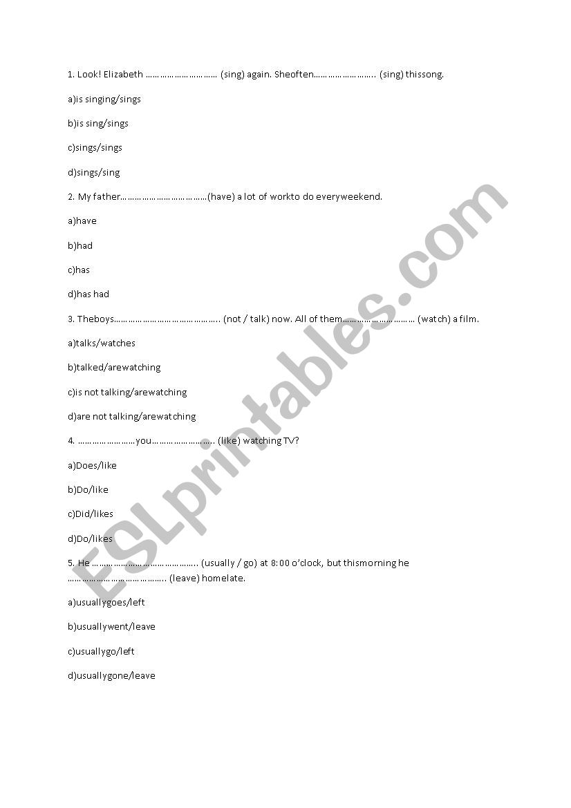 simple present tense exercises