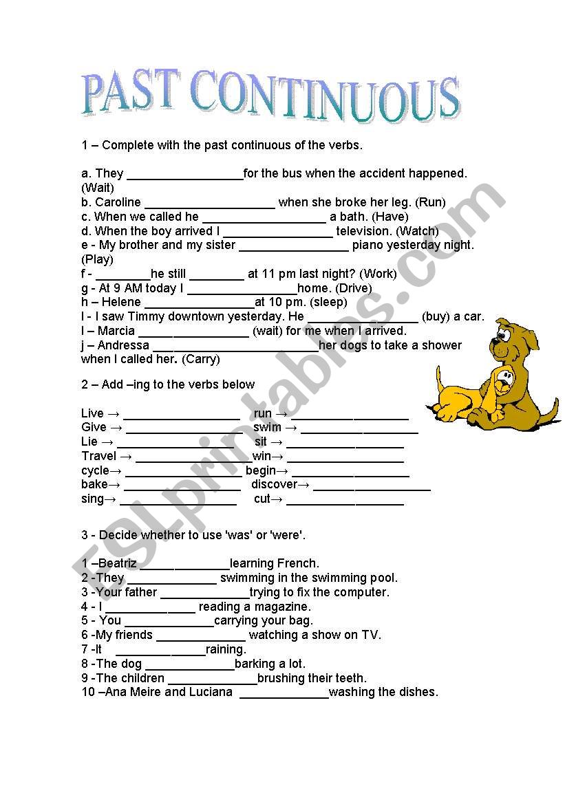 Past Cointinuous worksheet