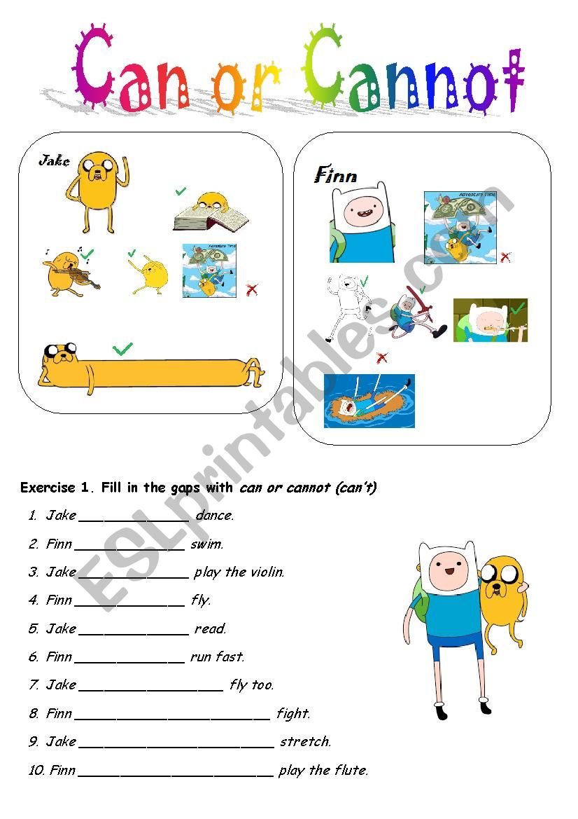 Test on using CAN/CANNOT worksheet