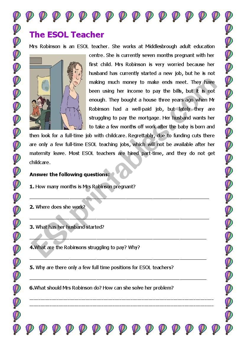 The ESOL Teacher worksheet