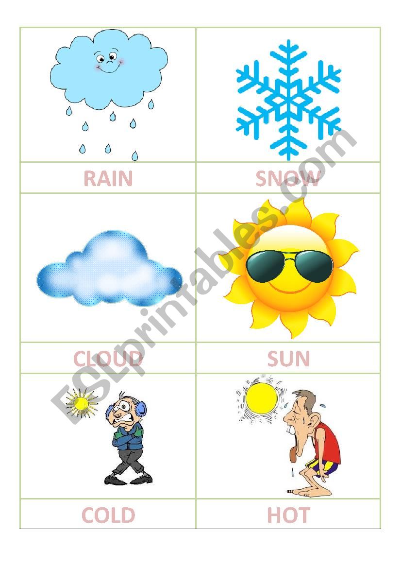 Weather flashcards worksheet