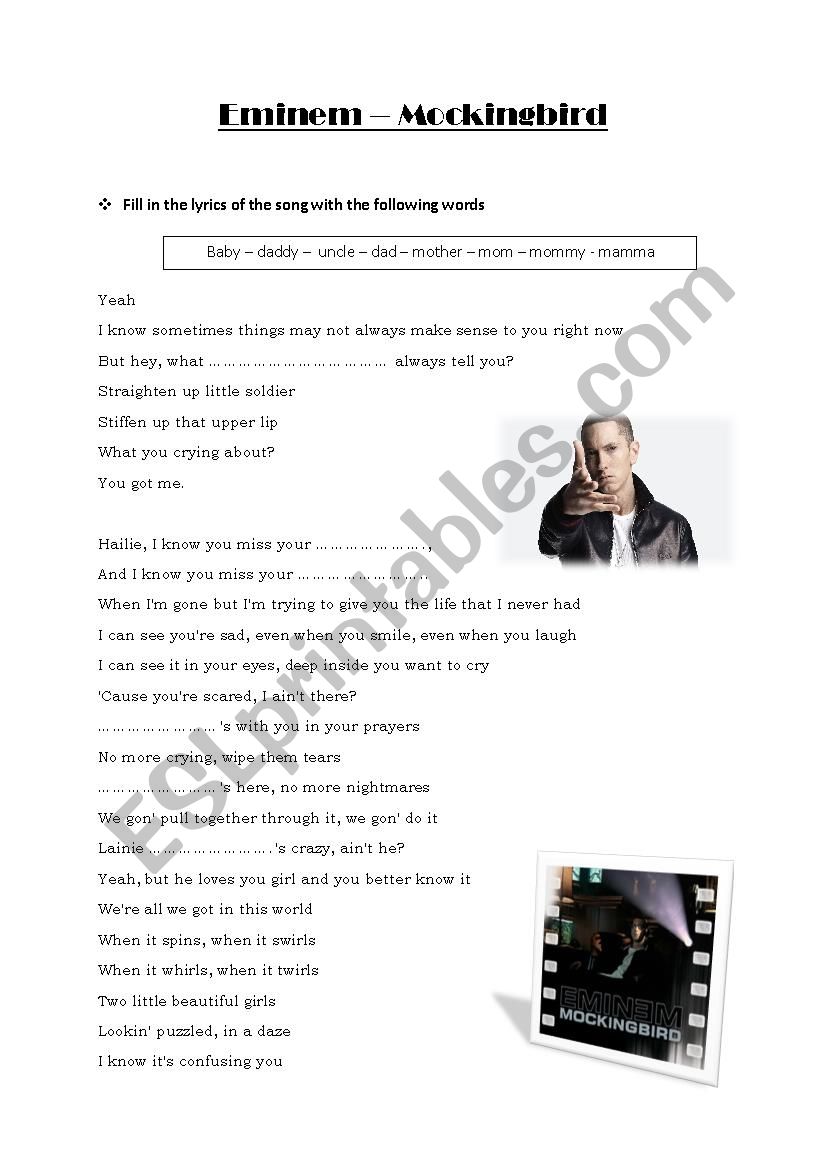 Eminem- Mockingbird Lyrics 