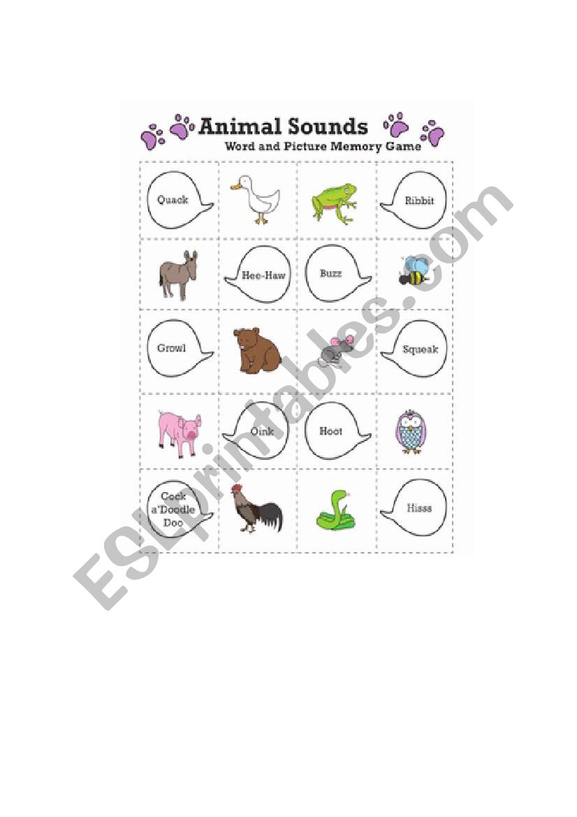 Animal sounds worksheet