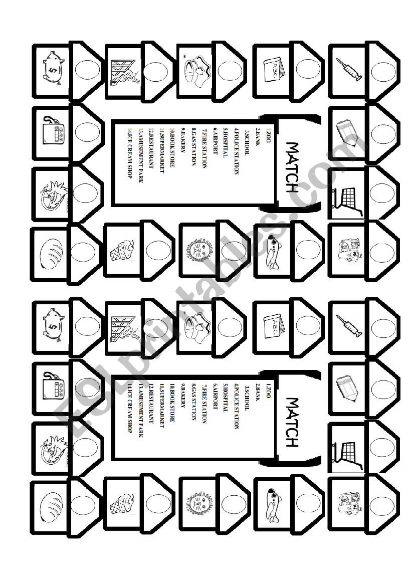 Match the places  worksheet