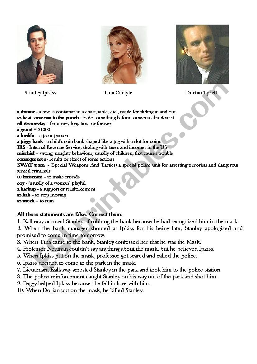 the Mask movie, part 3 worksheet