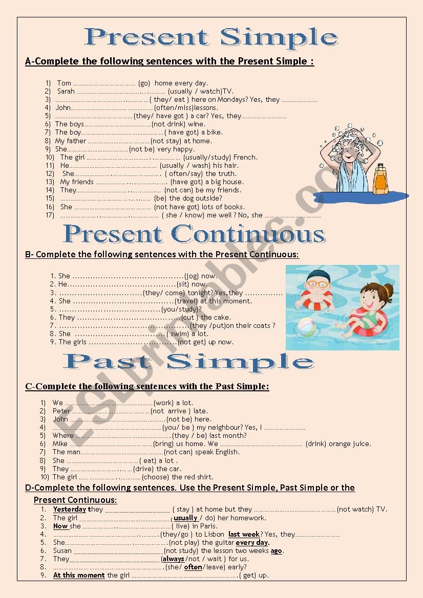 Verb tenses  worksheet