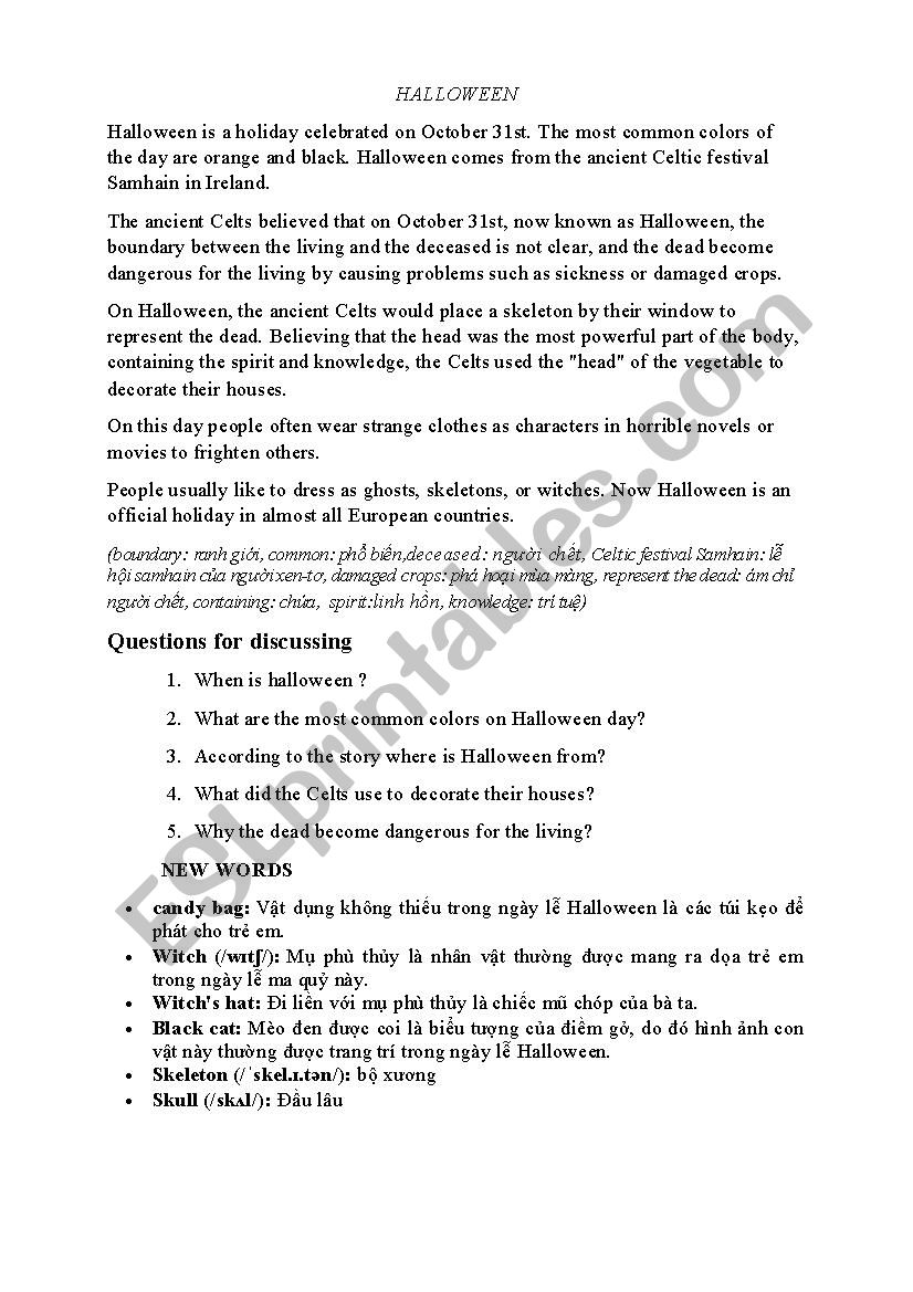 Halloween worksheet