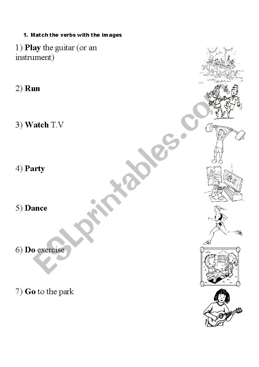 Vocabulary for verbs worksheet
