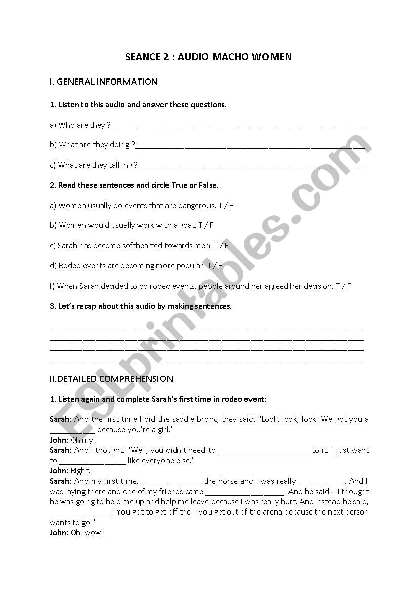 gender gaps macho women worksheet