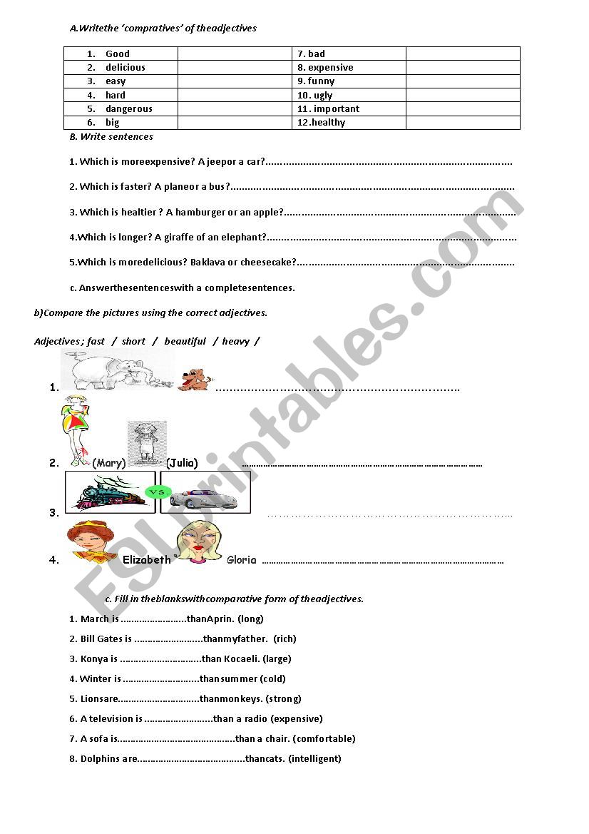 comparatives worksheet