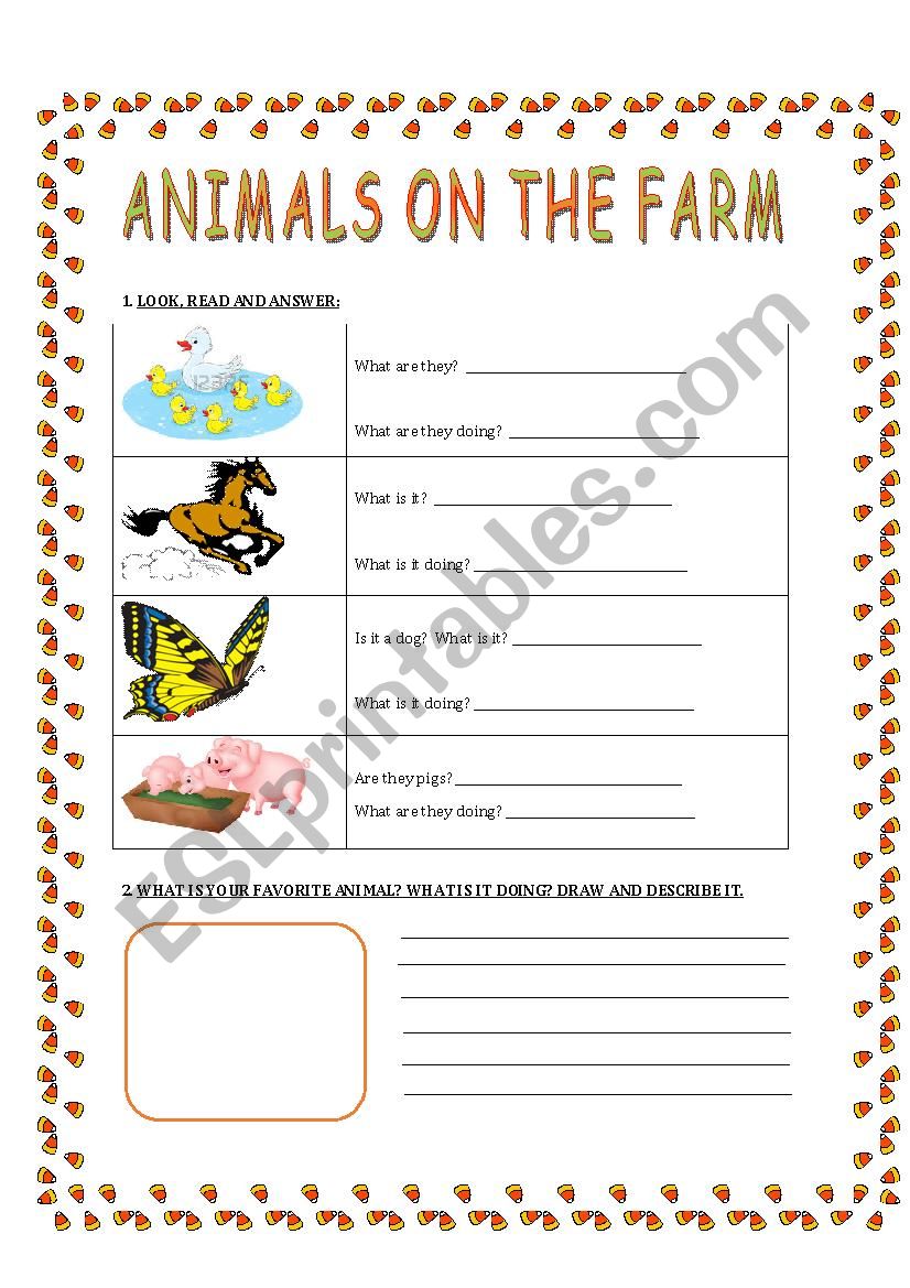 ANIMALS ON THE FARM worksheet