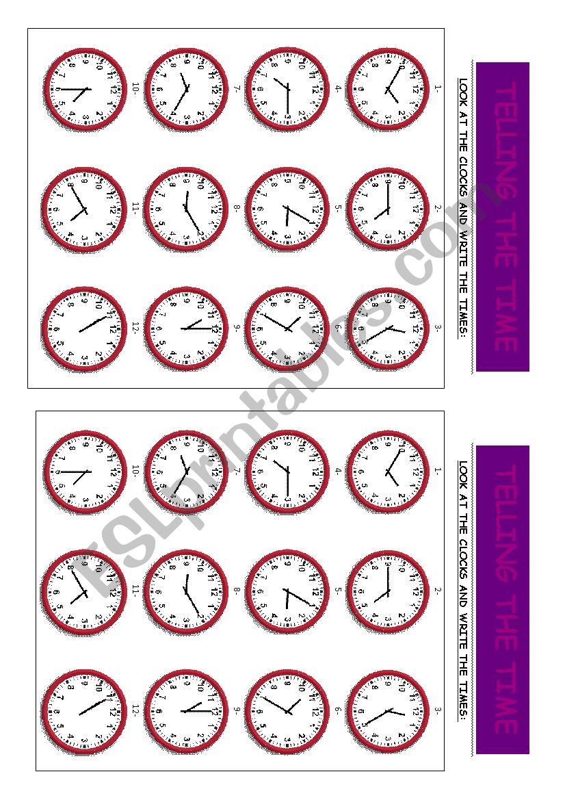 Telling the time worksheet