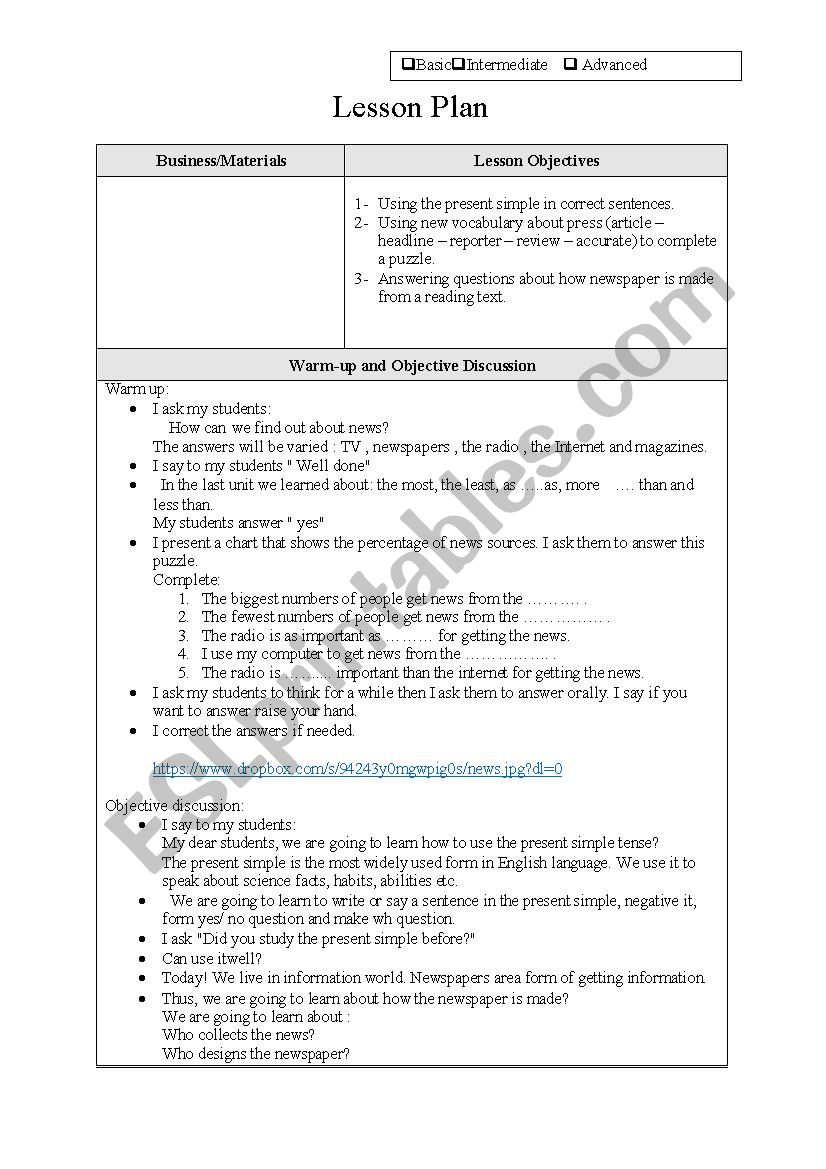 lesson plan  worksheet