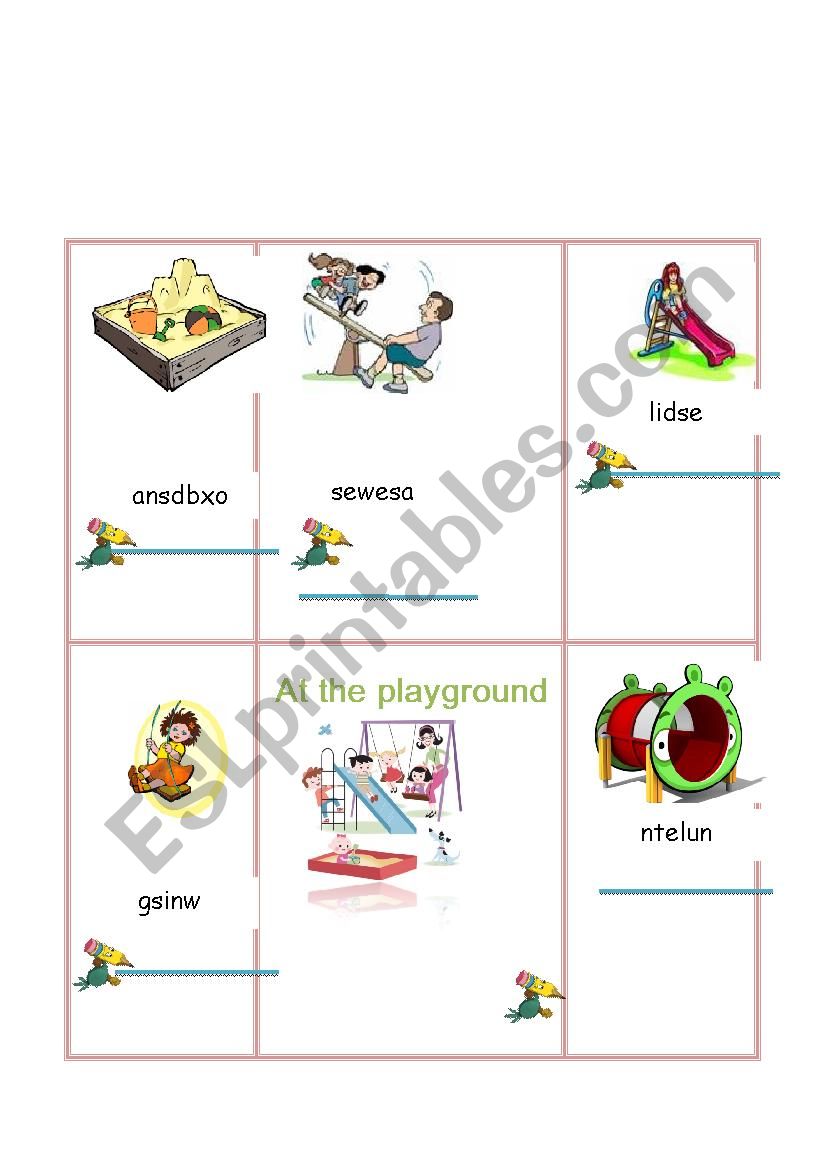 At the playground worksheet