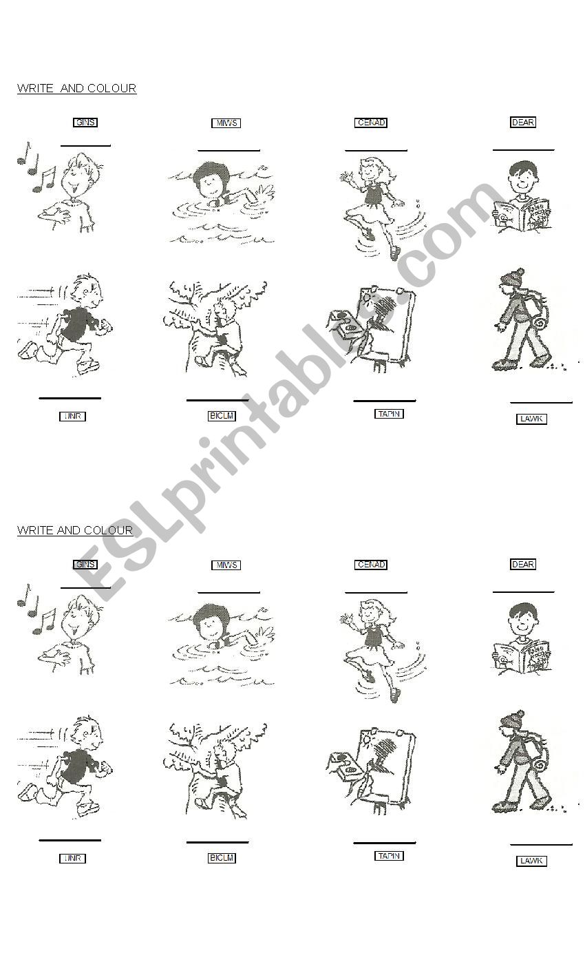 Action Verbs worksheet