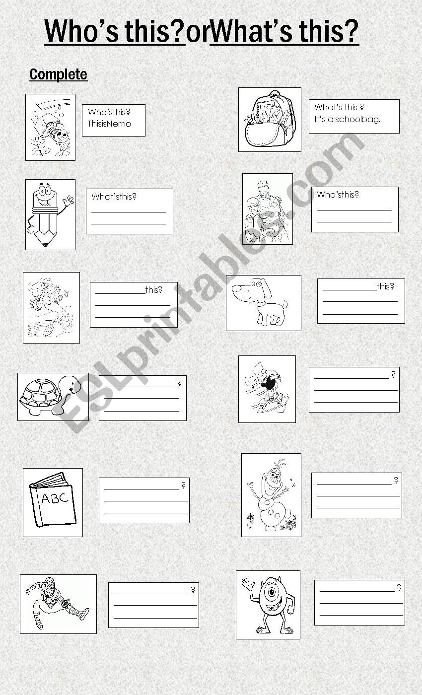 Whos this? - Whats this? worksheet
