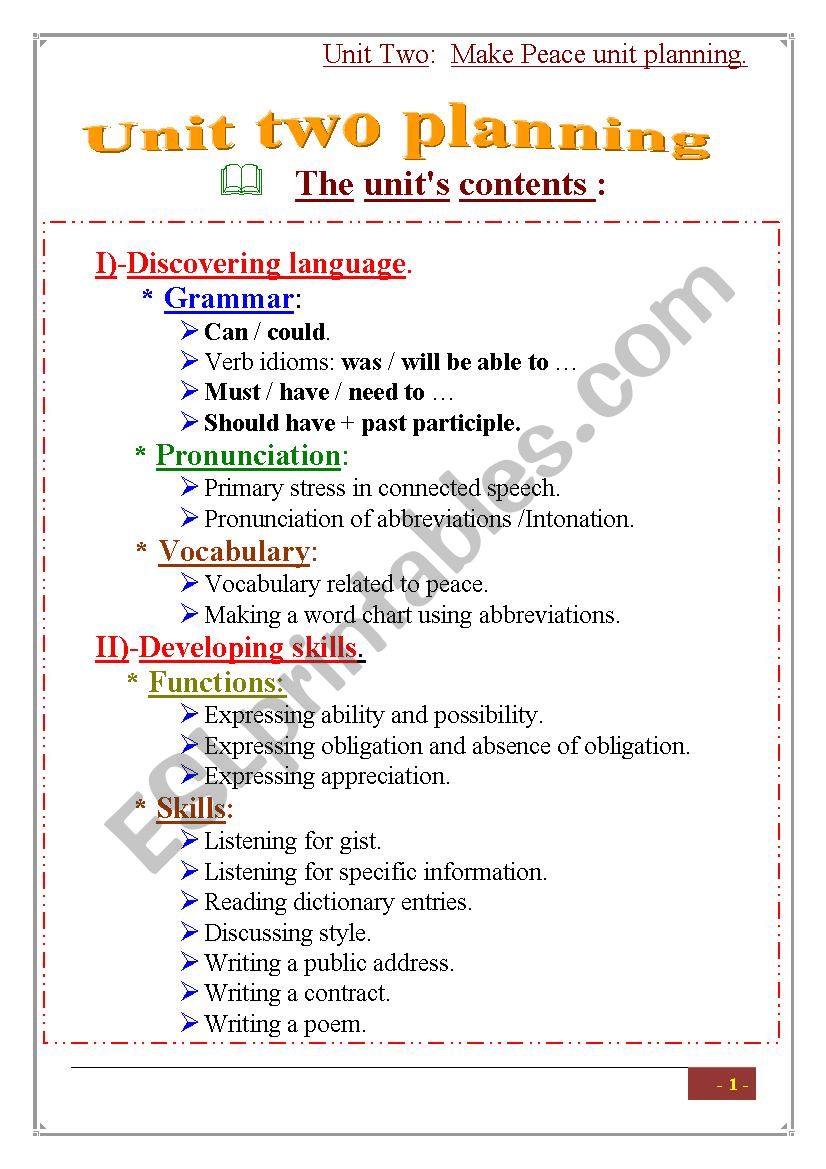 make peace worksheet