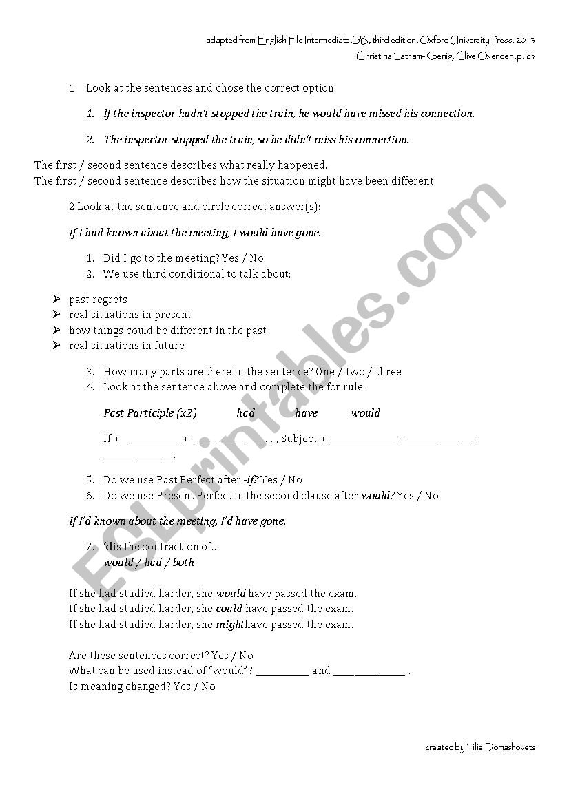 Third Conditional Guided discovery