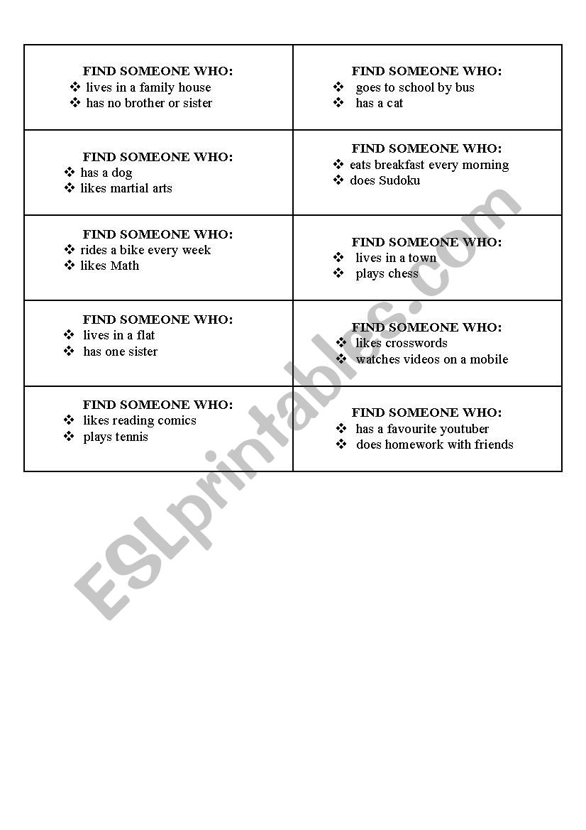 Vocabulary worksheet