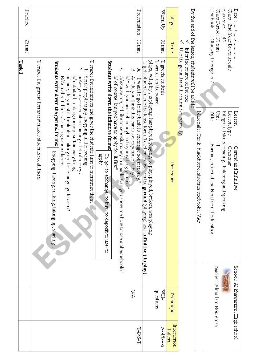 gerund and infinitive worksheet