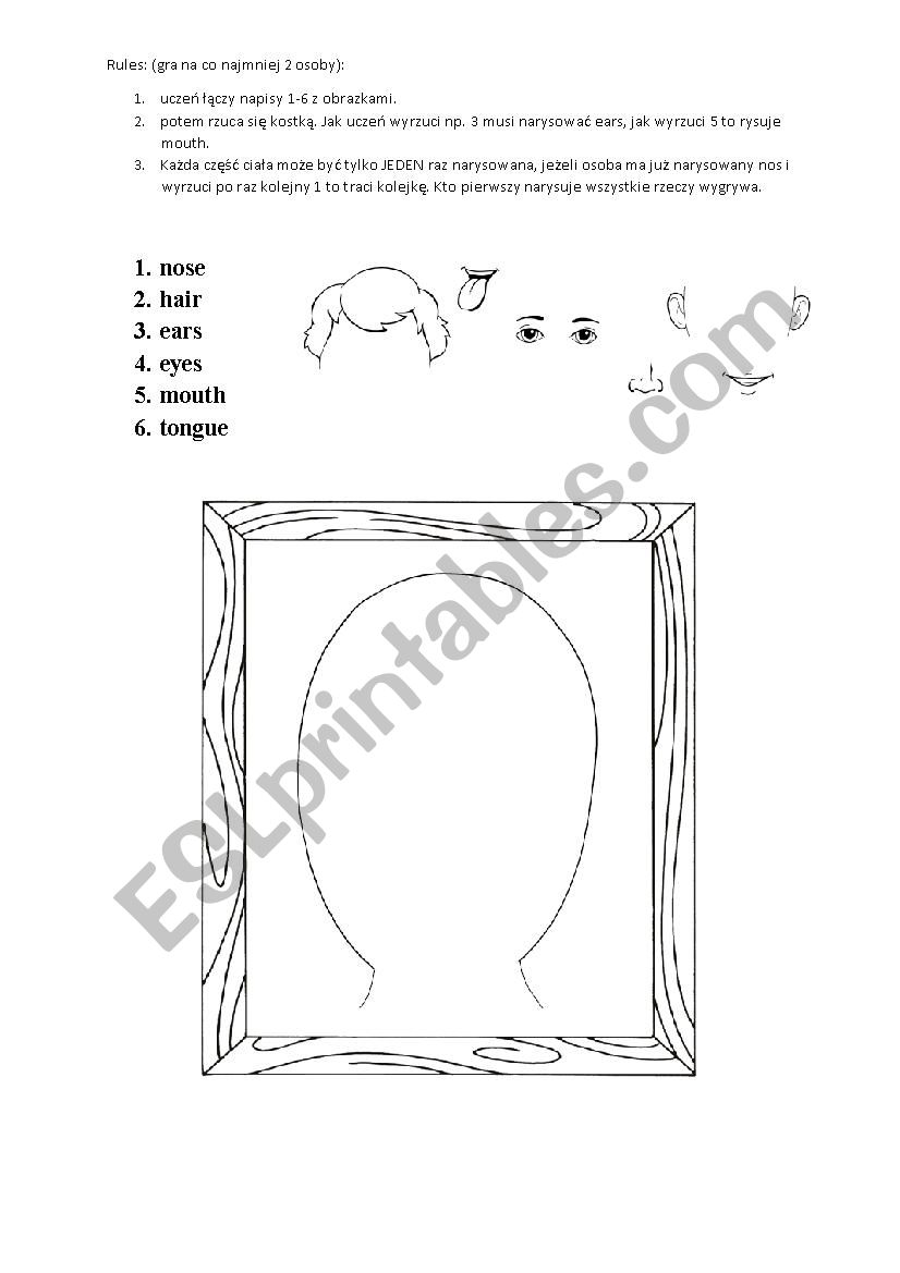 BODY PARTS GAME worksheet