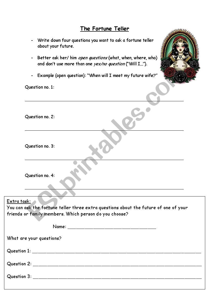 Will future Fortunme Teller worksheet
