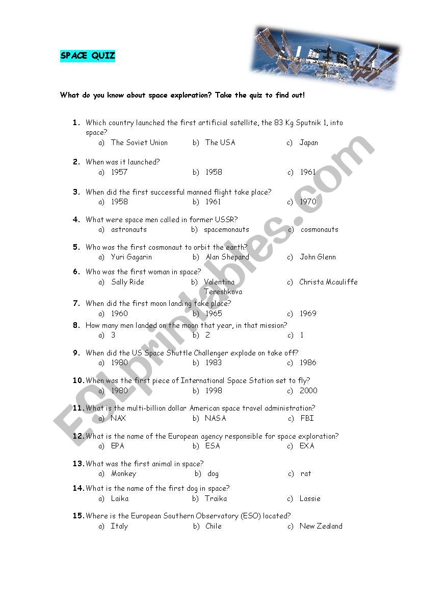 Space Quiz worksheet