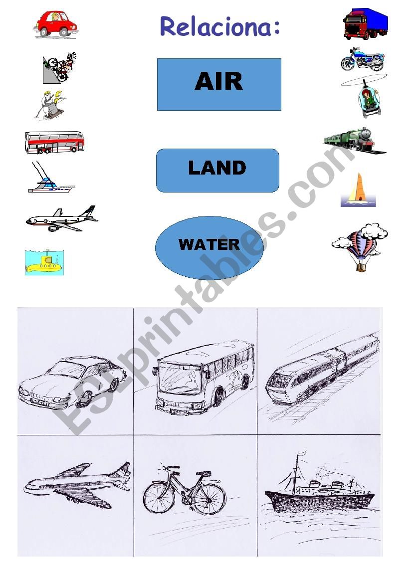 means of transport  worksheet