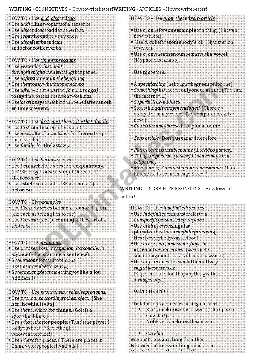 Writing Guide - Structures worksheet