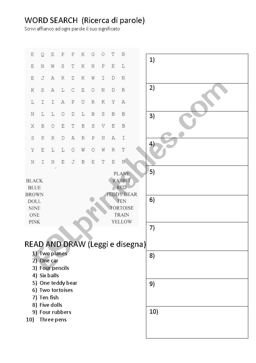 word search_listen and draw worksheet